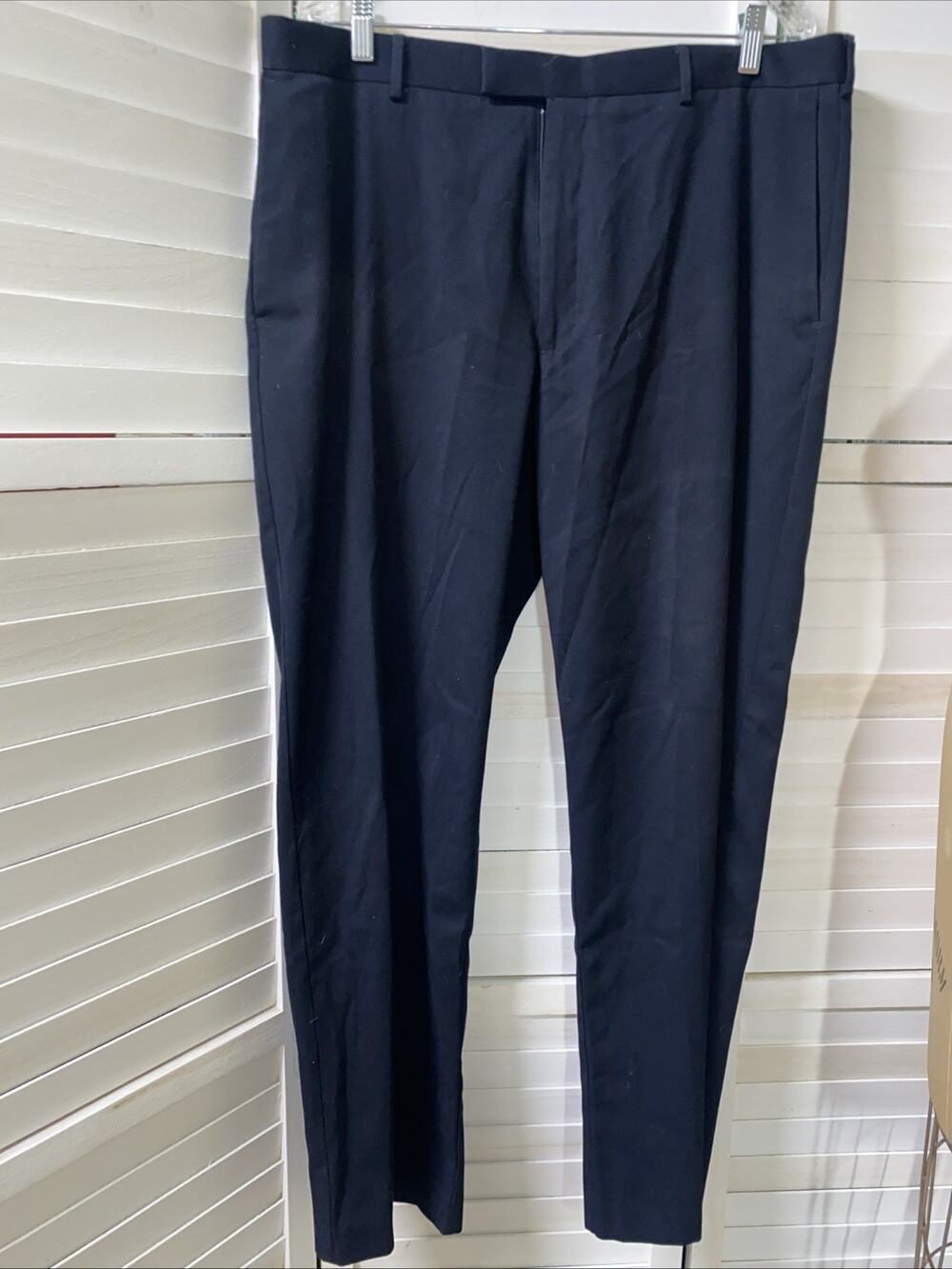 Perry Ellis America Pants Men’s 38x32 Dress Slacks Pleated Polyester Blend Black